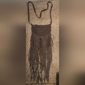 Brown Fringe Suede Bag